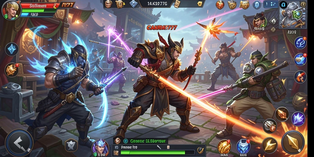 Tangkapan layar gameplay CAKRA777 yang menampilkan aksi pertempuran dan strategi.