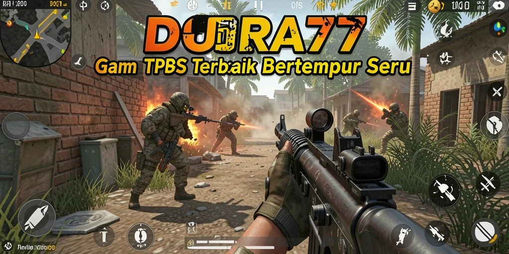 Tangkapan layar utama DORA77 menunjukkan aksi pertempuran TPS yang mendebarkan.