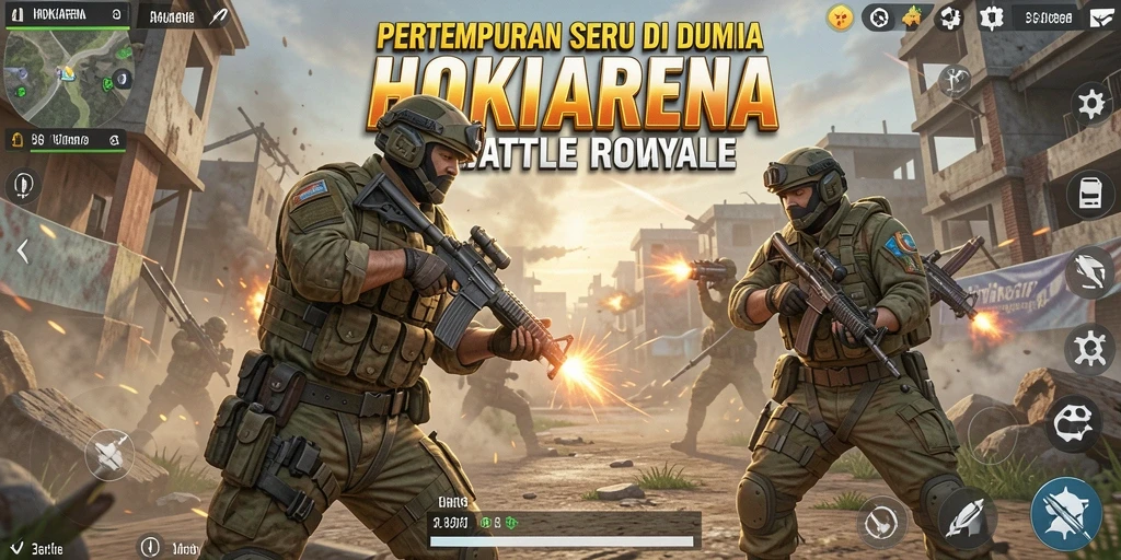 Gameplay intens HOKIARENA dengan pertempuran seru di arena.