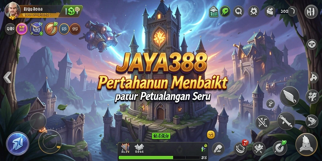 Tampilan menara dan musuh dalam gameplay JAYA388 yang seru.