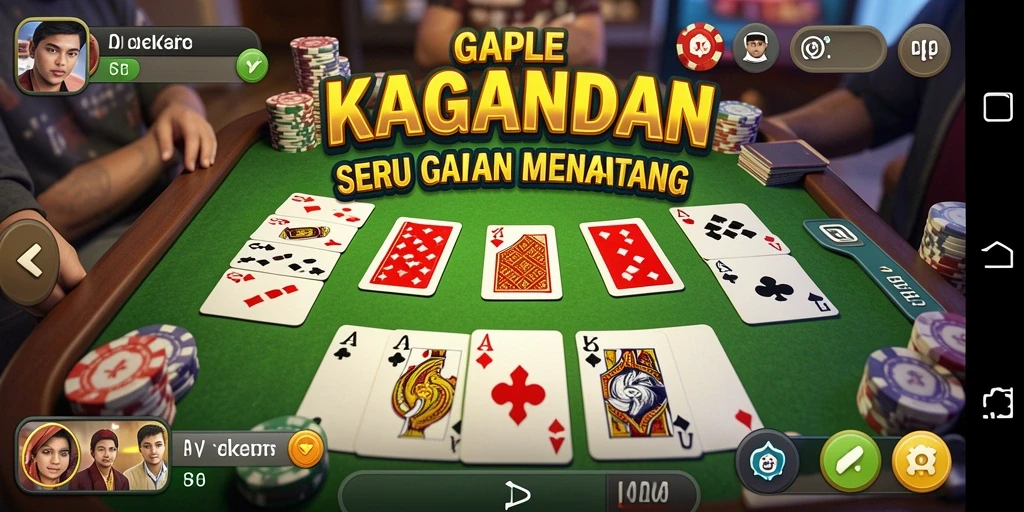 Tampilan gameplay KAGANDAN yang menampilkan keseruan bermain Gaple.