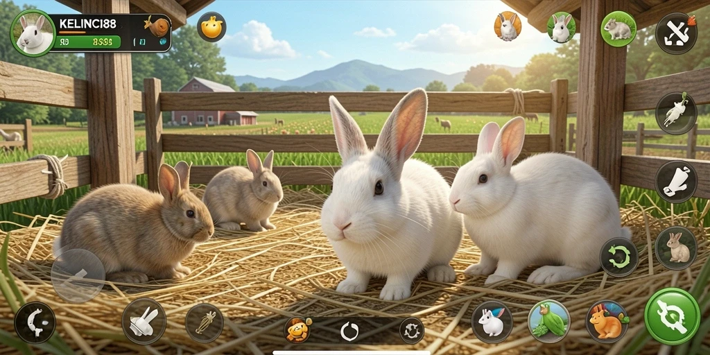 Tampilan gameplay KELINCI88 dengan kelinci lucu.