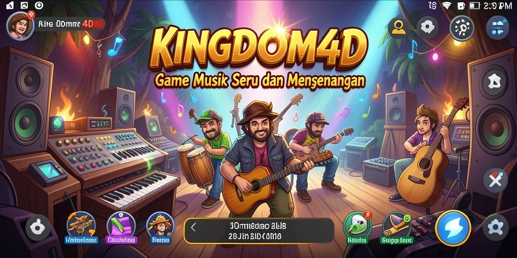 Screenshot KINGDOM4D menampilkan pemain asyik bermain musik dengan antusias.