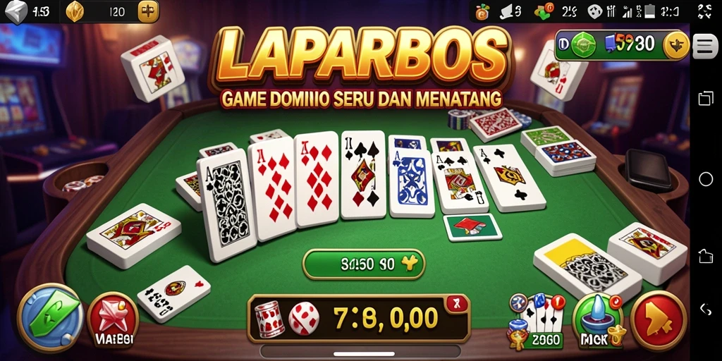 Tampilan gameplay seru dalam LAPARBOS yang menampilkan keseruan bermain Domino.