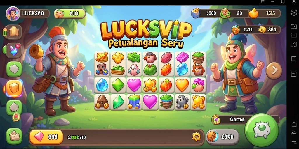 Gameplay seru LUCKSVIP dalam aksi mencocokkan item.