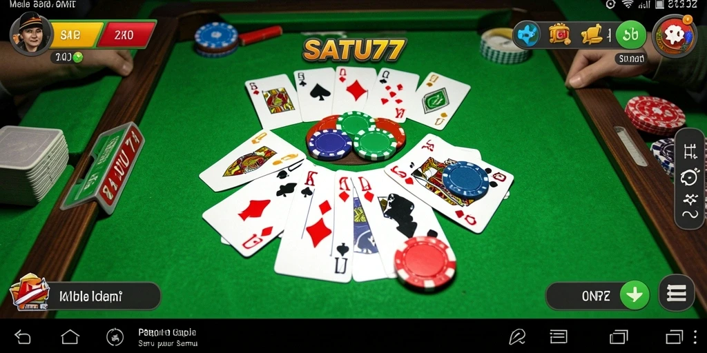 Tampilan gameplay SATU77 yang seru dan interaktif saat bermain Gaple.
