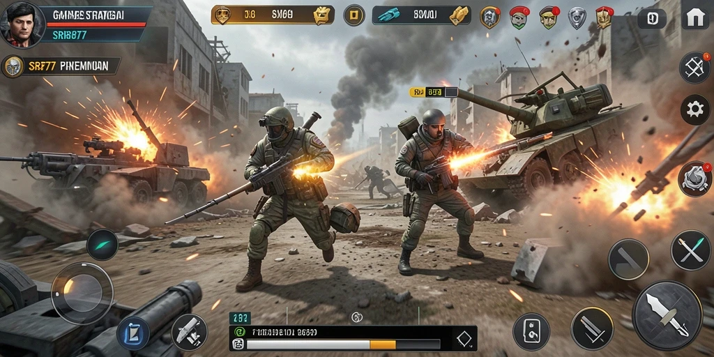 Tampilan gameplay langsung dari SR877 yang menonjolkan pertempuran strategis.