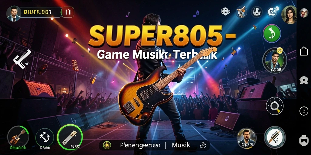 Tangkapan layar dari gameplay SUPER805 yang menampilkan pengalaman musik yang interaktif.