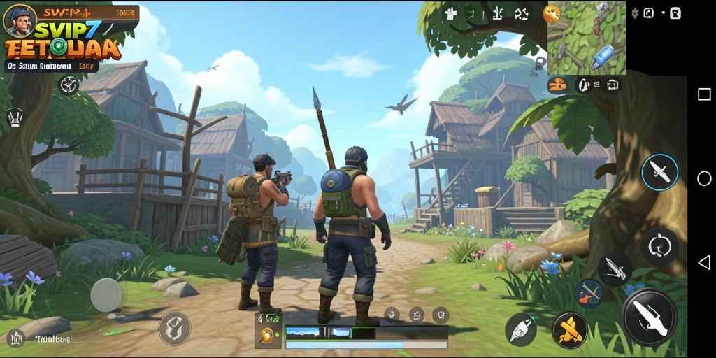 Screenshot gameplay SVIP7 menampilkan petualangan di dunia terbuka yang mengesankan.