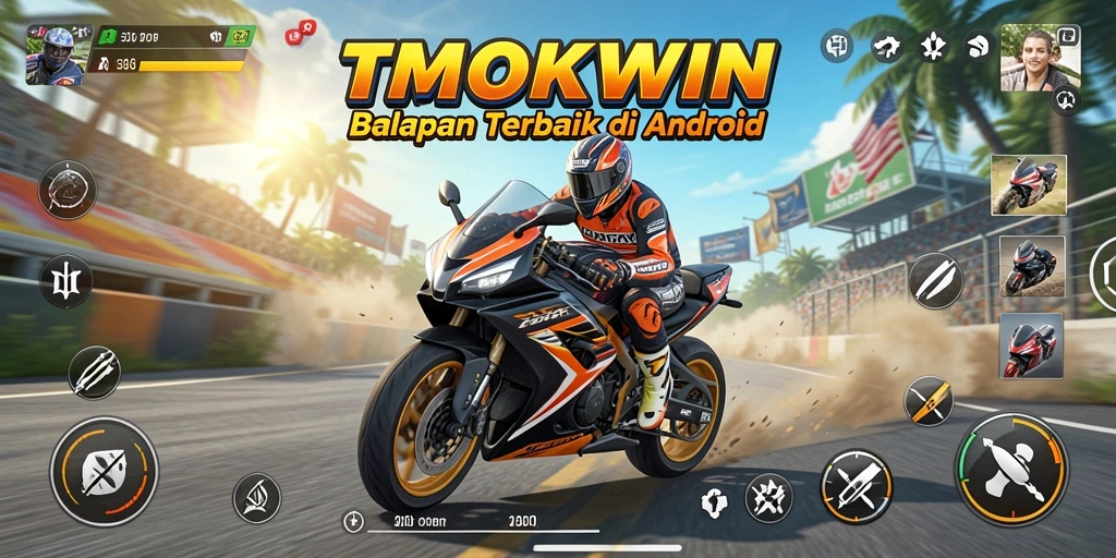 Tampilan gameplay menegangkan di TMOKWIN dengan motor balap.